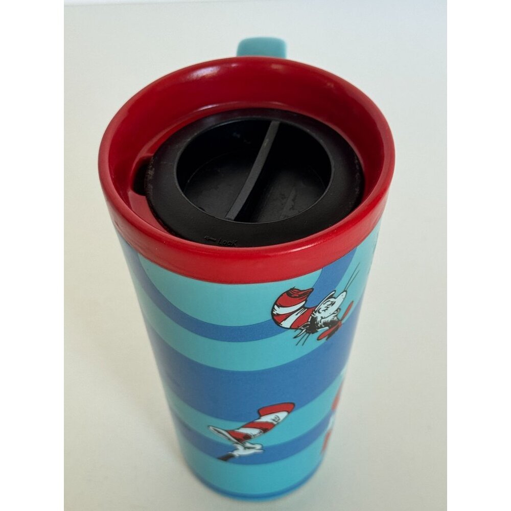 Dr Seuss The Cat In The Hat Travel Coffee Mug Handle Hot Drink Ceramic Lid Blue - Picture 5 of 12
